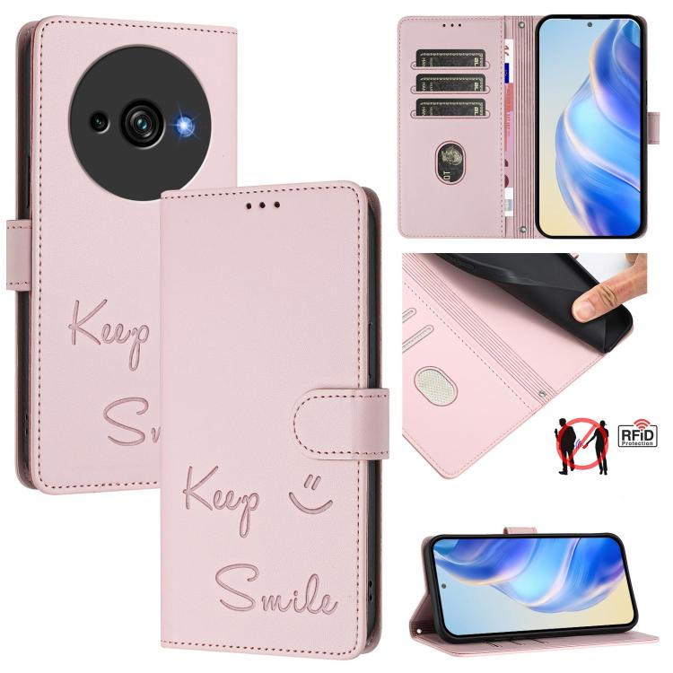 Smile Embossing RFID Leather Phone Case, For Oukitel C59 / C59 Pro, For Oukitel C57s, For Oukitel C53, For Oukitel C50, For Oukitel C37, For Oukitel C51, For Oukitel C38, For Oukitel C36 / C35