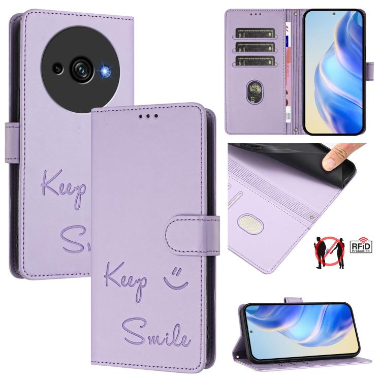 Smile Embossing RFID Leather Phone Case, For Oukitel C59 / C59 Pro, For Oukitel C57s, For Oukitel C53, For Oukitel C50, For Oukitel C37, For Oukitel C51, For Oukitel C38, For Oukitel C36 / C35