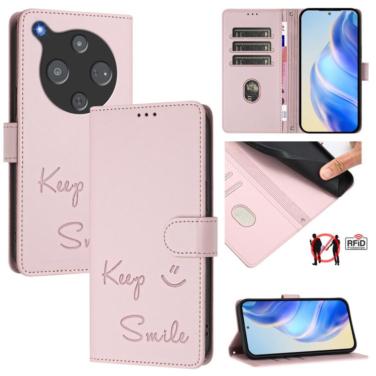 Smile Embossing RFID Leather Phone Case, For ZTE nubia Neo 5 5G, For ZTE nubia Neo 5 GT 5G, For ZTE Optus X Value 5G, For ZTE Optus X Pro 2 5G, For ZTE nubia RedMagic 11 Air, For ZTE A75 Pro / Telstra T-Elite 5G, For ZTE Blade A76 4G                   ...