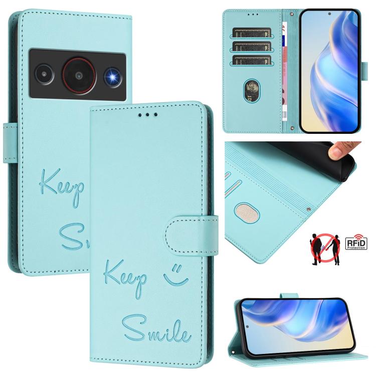 Smile Embossing RFID Leather Phone Case, For ZTE nubia Neo 5 5G, For ZTE nubia Neo 5 GT 5G, For ZTE Optus X Value 5G, For ZTE Optus X Pro 2 5G, For ZTE nubia RedMagic 11 Air, For ZTE A75 Pro / Telstra T-Elite 5G, For ZTE Blade A76 4G                   ...