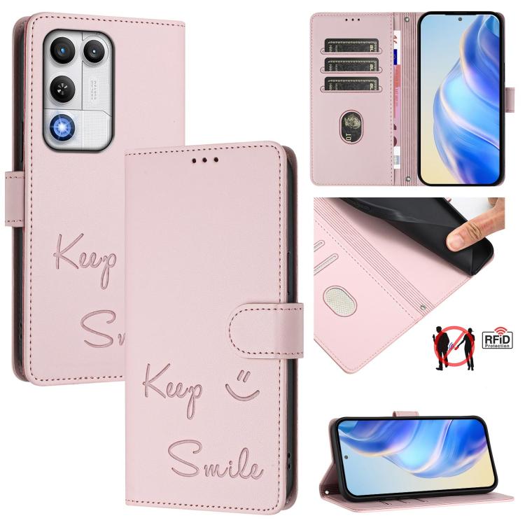 Smile Embossing RFID Leather Phone Case, For ZTE nubia Neo 5 5G, For ZTE nubia Neo 5 GT 5G, For ZTE Optus X Value 5G, For ZTE Optus X Pro 2 5G, For ZTE nubia RedMagic 11 Air, For ZTE A75 Pro / Telstra T-Elite 5G, For ZTE Blade A76 4G                   ...