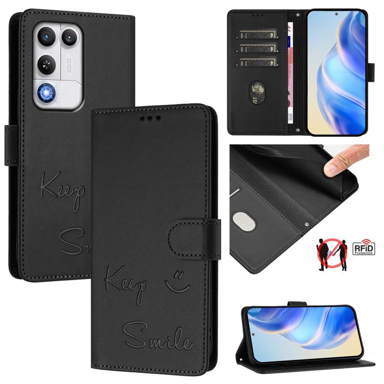 Smile Embossing RFID Leather Phone Case, For ZTE nubia Neo 5 5G, For ZTE nubia Neo 5 GT 5G, For ZTE Optus X Value 5G, For ZTE Optus X Pro 2 5G, For ZTE nubia RedMagic 11 Air, For ZTE A75 Pro / Telstra T-Elite 5G, For ZTE Blade A76 4G                   ...