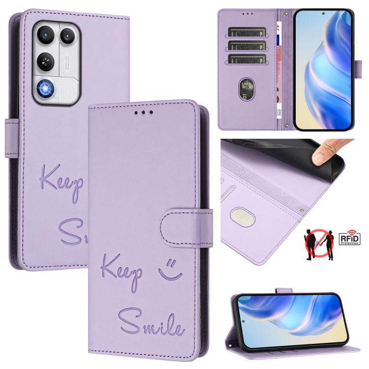 Smile Embossing RFID Leather Phone Case, For ZTE nubia Neo 5 5G, For ZTE nubia Neo 5 GT 5G, For ZTE Optus X Value 5G, For ZTE Optus X Pro 2 5G, For ZTE nubia RedMagic 11 Air, For ZTE A75 Pro / Telstra T-Elite 5G, For ZTE Blade A76 4G                   ...