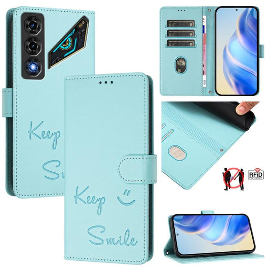 Smile Embossing RFID Leather Phone Case, For ZTE nubia Neo 5 5G, For ZTE nubia Neo 5 GT 5G, For ZTE Optus X Value 5G, For ZTE Optus X Pro 2 5G, For ZTE nubia RedMagic 11 Air, For ZTE A75 Pro / Telstra T-Elite 5G, For ZTE Blade A76 4G                   ...