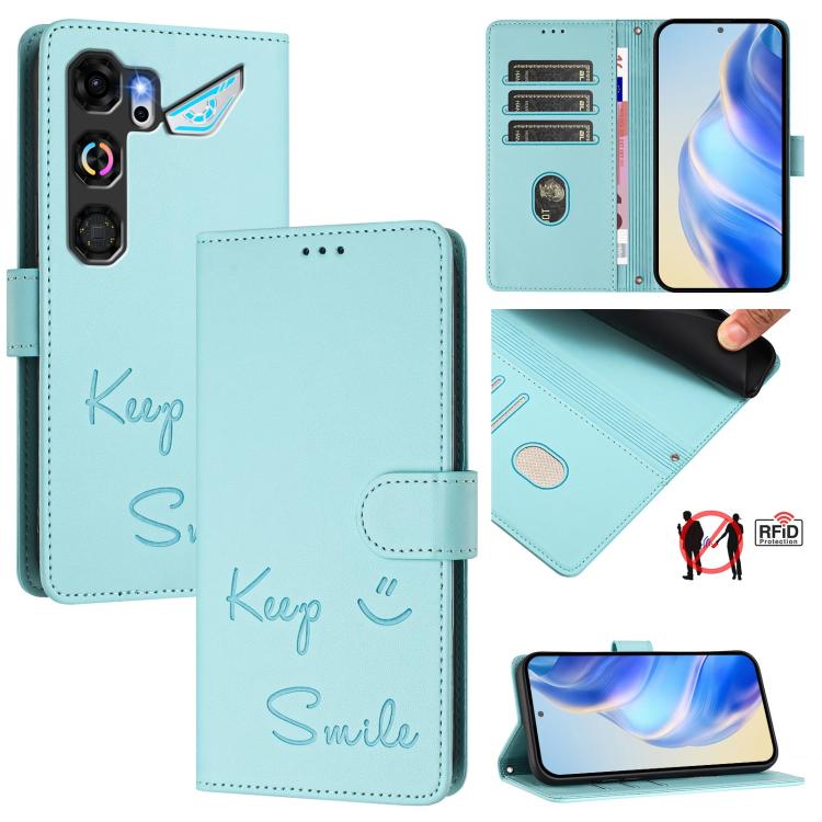 Smile Embossing RFID Leather Phone Case, For ZTE nubia Neo 5 5G, For ZTE nubia Neo 5 GT 5G, For ZTE Optus X Value 5G, For ZTE Optus X Pro 2 5G, For ZTE nubia RedMagic 11 Air, For ZTE A75 Pro / Telstra T-Elite 5G, For ZTE Blade A76 4G                   ...