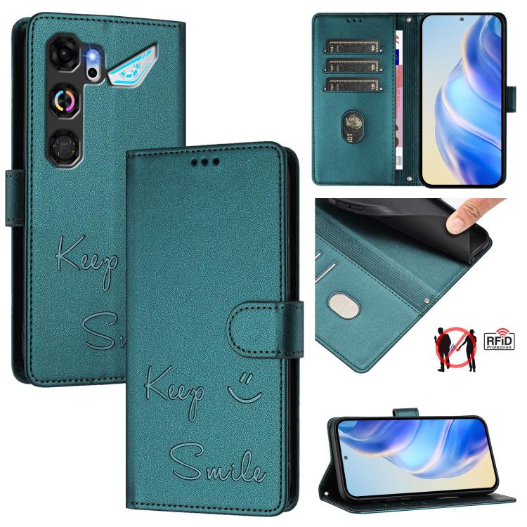 Smile Embossing RFID Leather Phone Case, For ZTE nubia Neo 5 5G, For ZTE nubia Neo 5 GT 5G, For ZTE Optus X Value 5G, For ZTE Optus X Pro 2 5G, For ZTE nubia RedMagic 11 Air, For ZTE A75 Pro / Telstra T-Elite 5G, For ZTE Blade A76 4G                   ...