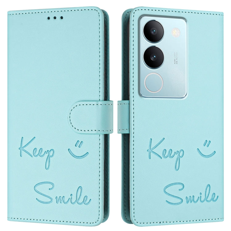 Smile Embossing RFID Leather Phone Case, For vivo V29 5G Global / V29 Pro, For vivo Y17S 4G Global, For vivo Y17S 5G India, For vivo Y02A 4G / Y02 4G, For vivo Y11 2023 / Y02T, For vivo Y36 4G India, For vivo Y36 5G Global, For vivo Y36 4G Global