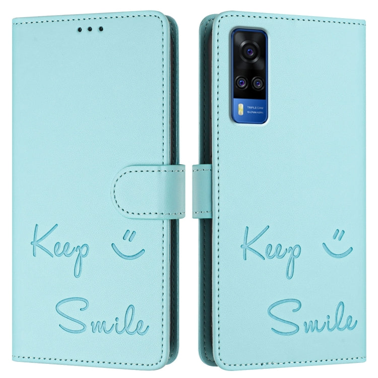 Smile Embossing RFID Leather Phone Case, For vivo Y33 4G 2021, For vivo Y52S 5G / iQOO U3, For vivo Y31S 5G / Y72 5G India, For vivo Y70S, For vivo Y30 4G Global, For vivo Y19 / U3 / Y5S / Z5i / U20, For vivo Y17 / Y15 / Y12 / Y11, For vivo Y35 4G Global