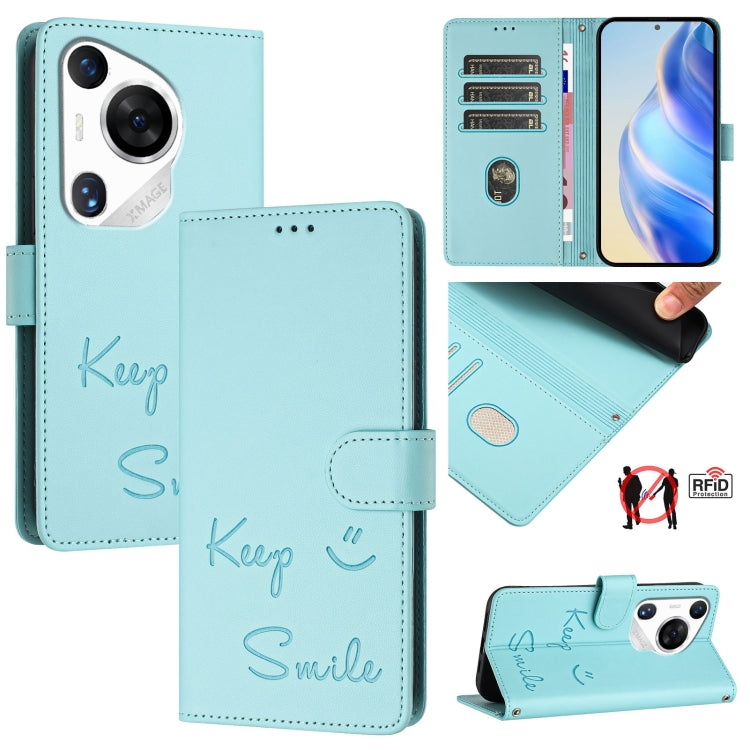 Smile Embossing RFID Leather Phone Case, For Huawei nova 14 5G, For Huawei nova 13 Pro, For Huawei nova 13 / nova 12, For Huawei nova 12i 4G Global, For Huawei nova 12s 4G Global, For Huawei Pura 70 Pro, For Huawei Pura 70                              ...