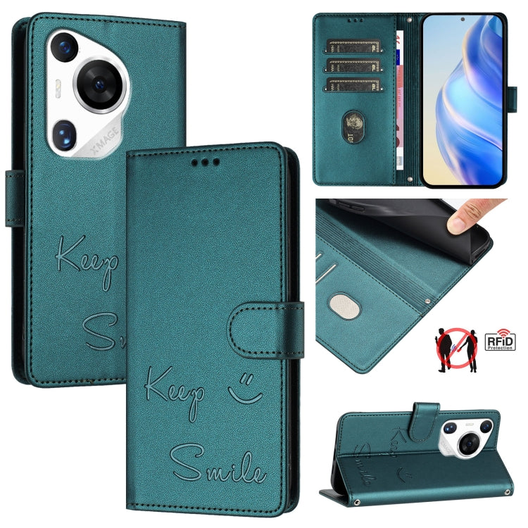 Smile Embossing RFID Leather Phone Case, For Huawei nova 14 5G, For Huawei nova 13 Pro, For Huawei nova 13 / nova 12, For Huawei nova 12i 4G Global, For Huawei nova 12s 4G Global, For Huawei Pura 70 Pro, For Huawei Pura 70                              ...