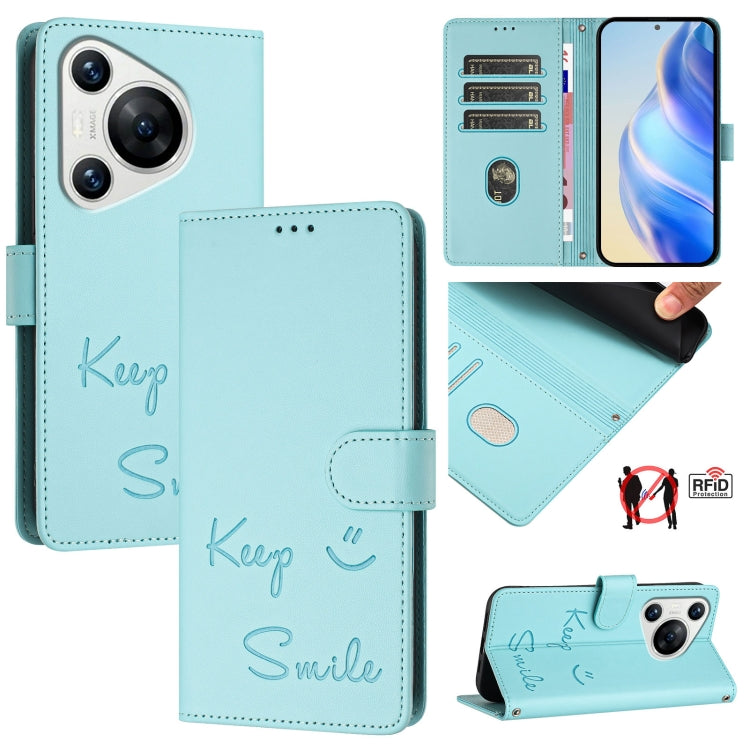 Smile Embossing RFID Leather Phone Case, For Huawei nova 14 5G, For Huawei nova 13 Pro, For Huawei nova 13 / nova 12, For Huawei nova 12i 4G Global, For Huawei nova 12s 4G Global, For Huawei Pura 70 Pro, For Huawei Pura 70                              ...