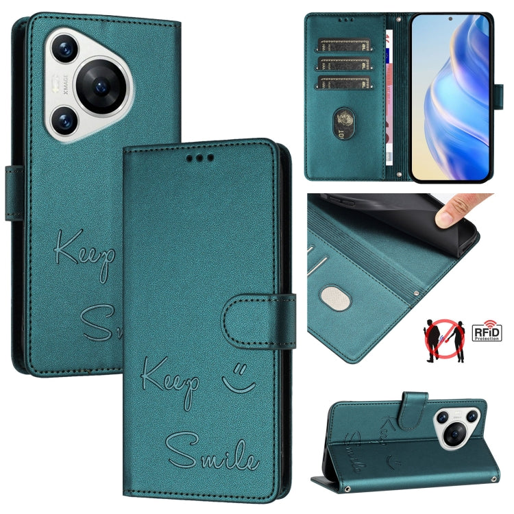 Smile Embossing RFID Leather Phone Case, For Huawei nova 14 5G, For Huawei nova 13 Pro, For Huawei nova 13 / nova 12, For Huawei nova 12i 4G Global, For Huawei nova 12s 4G Global, For Huawei Pura 70 Pro, For Huawei Pura 70                              ...