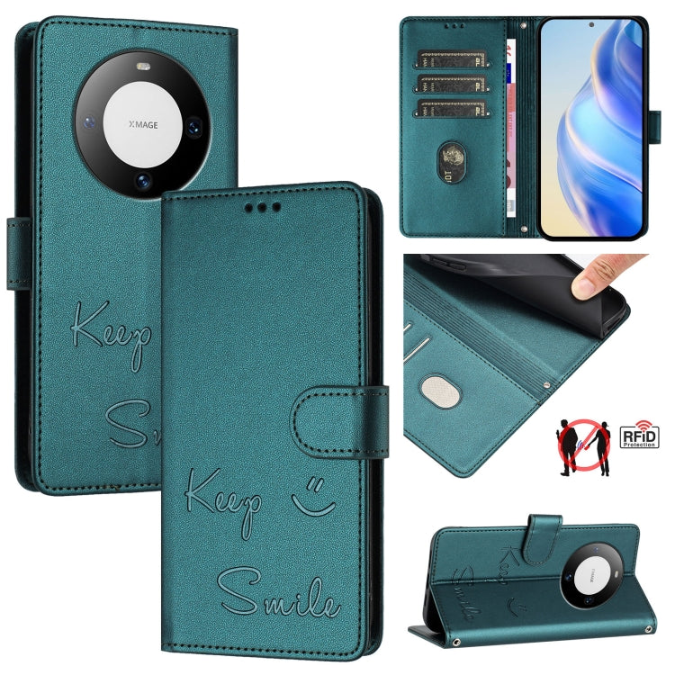 Smile Embossing RFID Leather Phone Case, For Huawei nova 14 5G, For Huawei nova 13 Pro, For Huawei nova 13 / nova 12, For Huawei nova 12i 4G Global, For Huawei nova 12s 4G Global, For Huawei Pura 70 Pro, For Huawei Pura 70                              ...