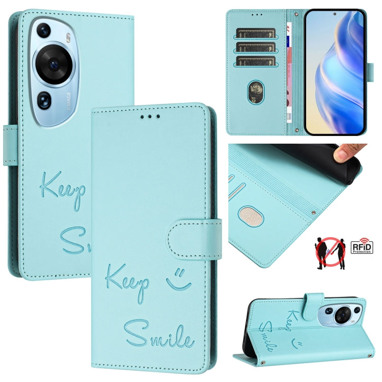 Smile Embossing RFID Leather Phone Case, For Huawei Mate 60, For Huawei P60 Art, For Huawei P60 / P60 Pro, For Huawei Enjoy 50 Pro 4G, For Huawei nova Y90, For Huawei Enjoy 50 4G, For Huawei nova Y70 Plus, For Huawei nova 9 SE