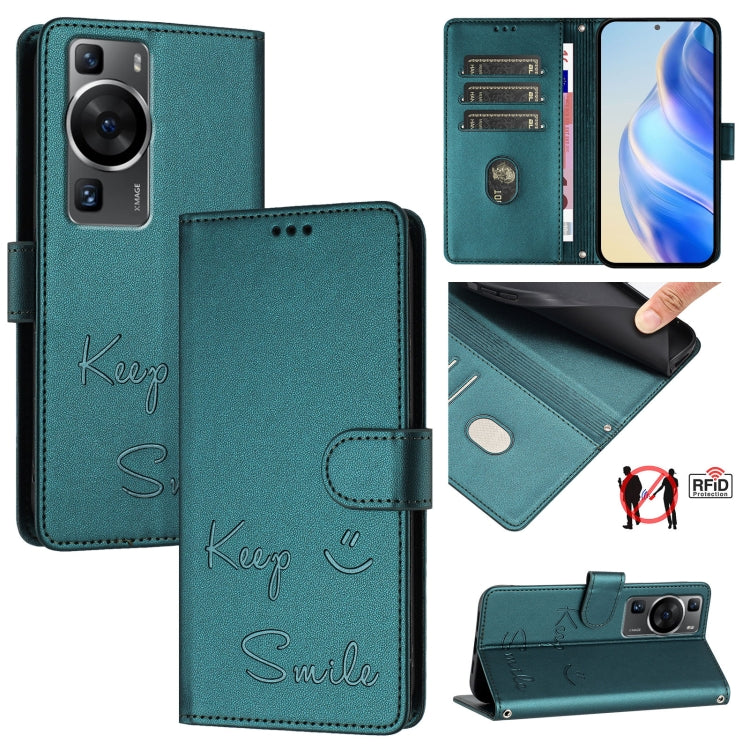 Smile Embossing RFID Leather Phone Case, For Huawei Mate 60, For Huawei P60 Art, For Huawei P60 / P60 Pro, For Huawei Enjoy 50 Pro 4G, For Huawei nova Y90, For Huawei Enjoy 50 4G, For Huawei nova Y70 Plus, For Huawei nova 9 SE