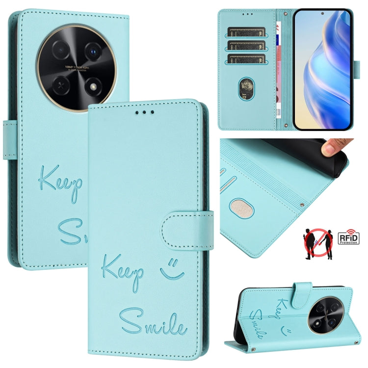 Smile Embossing RFID Leather Phone Case, For Huawei nova 14 5G, For Huawei nova 13 Pro, For Huawei nova 13 / nova 12, For Huawei nova 12i 4G Global, For Huawei nova 12s 4G Global, For Huawei Pura 70 Pro, For Huawei Pura 70                              ...