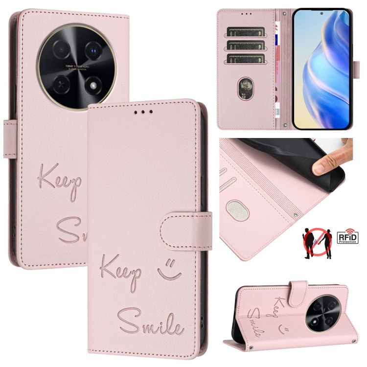 Smile Embossing RFID Leather Phone Case, For Huawei nova 14 5G, For Huawei nova 13 Pro, For Huawei nova 13 / nova 12, For Huawei nova 12i 4G Global, For Huawei nova 12s 4G Global, For Huawei Pura 70 Pro, For Huawei Pura 70                              ...
