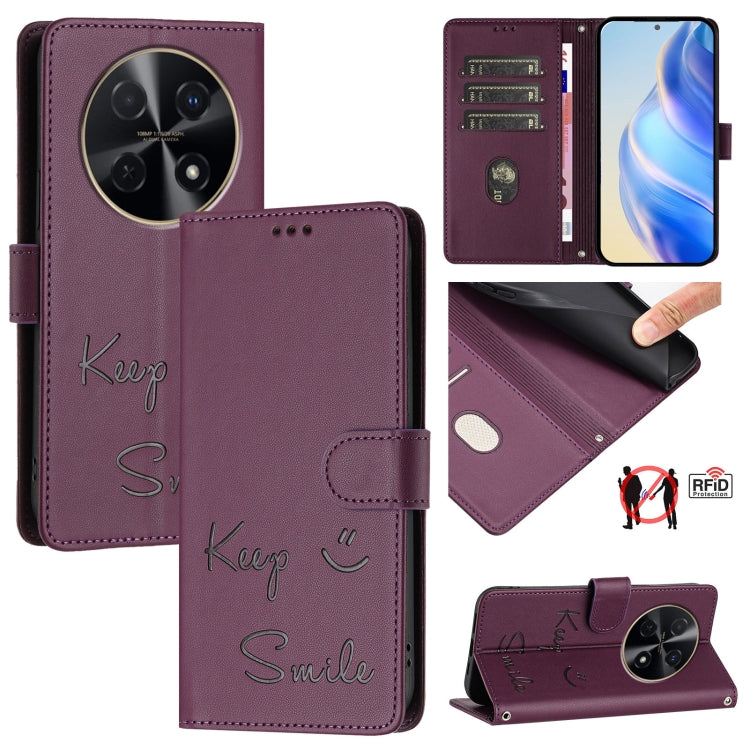 Smile Embossing RFID Leather Phone Case, For Huawei nova 14 5G, For Huawei nova 13 Pro, For Huawei nova 13 / nova 12, For Huawei nova 12i 4G Global, For Huawei nova 12s 4G Global, For Huawei Pura 70 Pro, For Huawei Pura 70                              ...