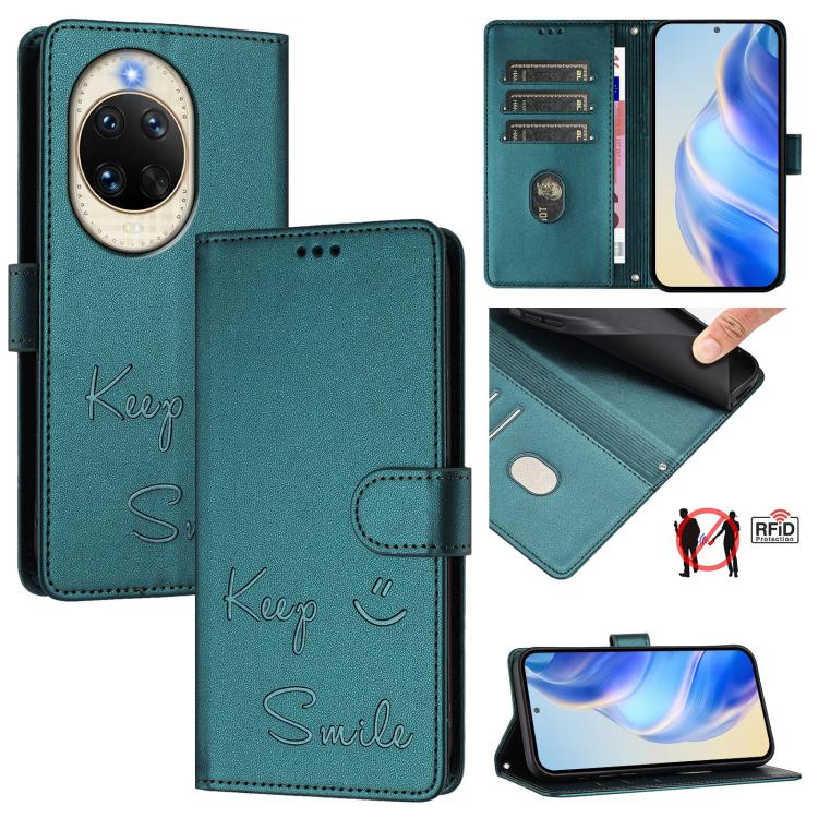 Smile Embossing RFID Leather Phone Case, For Huawei nova 16z, For Huawei nova 16, For Huawei Pura 90 Pro Max, For Huawei Pura 90 Pro, For Huawei Mate 70 Air, For Huawei Enjoy 80s, For Huawei nova 14 Ultra 5G, For Huawei nova 14 Pro 5G