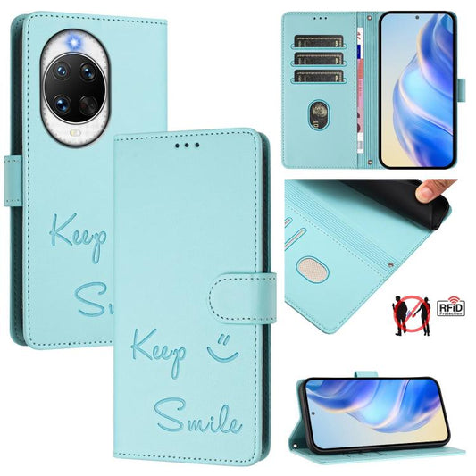 Smile Embossing RFID Leather Phone Case, For Huawei nova 14 5G, For Huawei nova 13 Pro, For Huawei nova 13 / nova 12, For Huawei nova 12i 4G Global, For Huawei nova 12s 4G Global, For Huawei Pura 70 Pro, For Huawei Pura 70                              ...