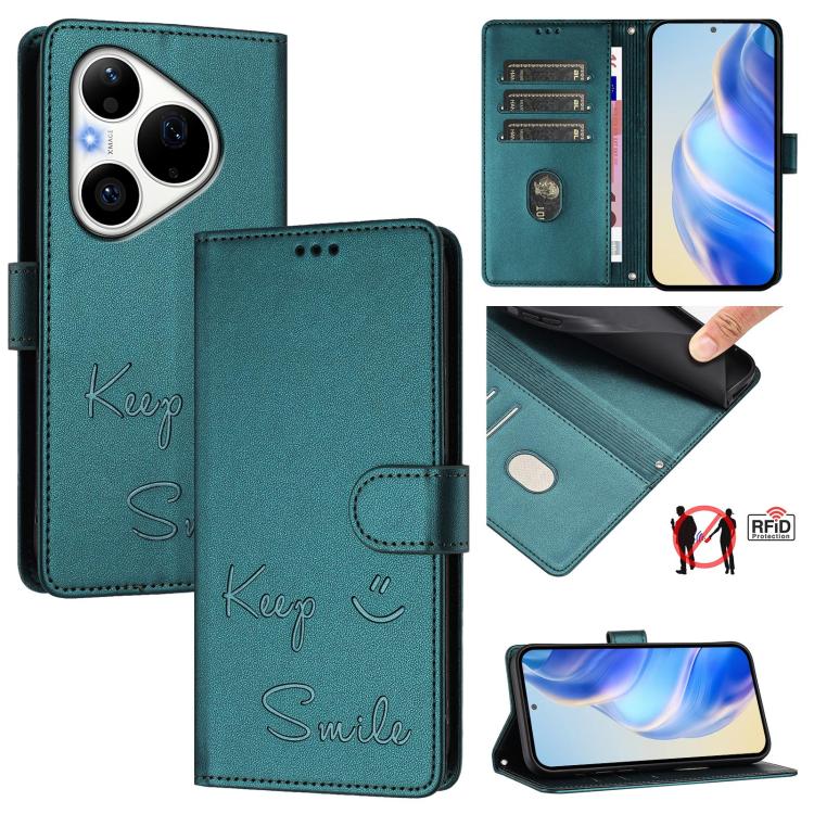 Smile Embossing RFID Leather Phone Case, For Huawei nova 16z, For Huawei nova 16, For Huawei Pura 90 Pro Max, For Huawei Pura 90 Pro, For Huawei Mate 70 Air, For Huawei Enjoy 80s, For Huawei nova 14 Ultra 5G, For Huawei nova 14 Pro 5G