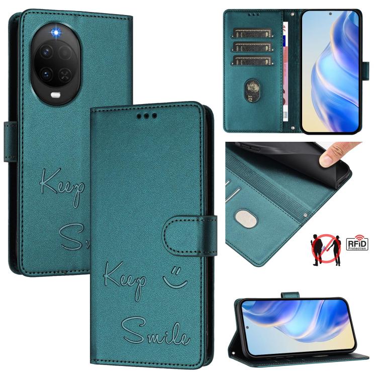 Smile Embossing RFID Leather Phone Case, For Huawei nova 16z, For Huawei nova 16, For Huawei Pura 90 Pro Max, For Huawei Pura 90 Pro, For Huawei Mate 70 Air, For Huawei Enjoy 80s, For Huawei nova 14 Ultra 5G, For Huawei nova 14 Pro 5G
