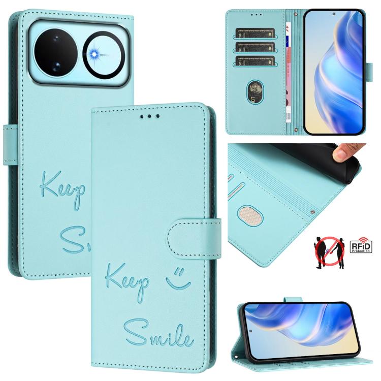 Smile Embossing RFID Leather Phone Case, For Huawei nova 16z, For Huawei nova 16, For Huawei Pura 90 Pro Max, For Huawei Pura 90 Pro, For Huawei Mate 70 Air, For Huawei Enjoy 80s, For Huawei nova 14 Ultra 5G, For Huawei nova 14 Pro 5G
