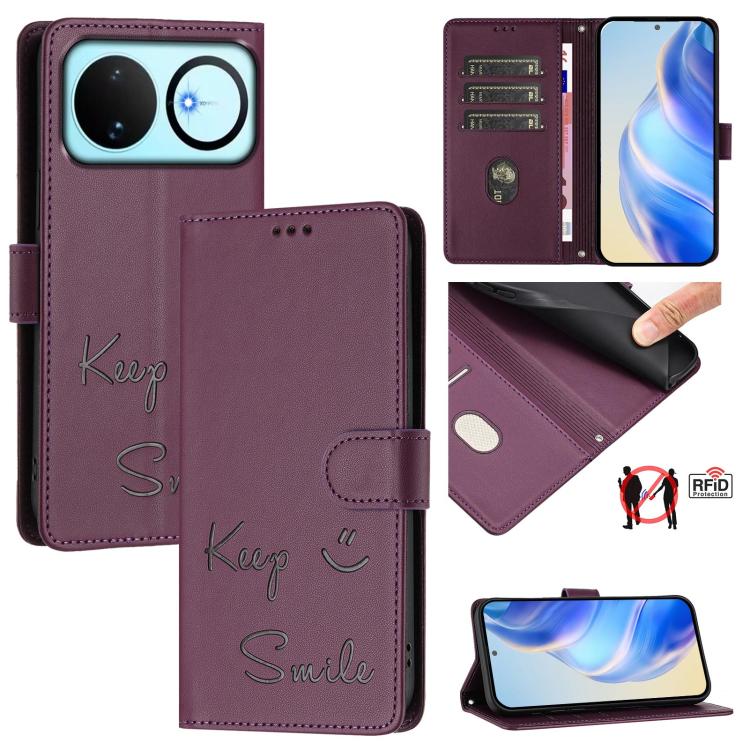Smile Embossing RFID Leather Phone Case, For Huawei nova 16z, For Huawei nova 16, For Huawei Pura 90 Pro Max, For Huawei Pura 90 Pro, For Huawei Mate 70 Air, For Huawei Enjoy 80s, For Huawei nova 14 Ultra 5G, For Huawei nova 14 Pro 5G