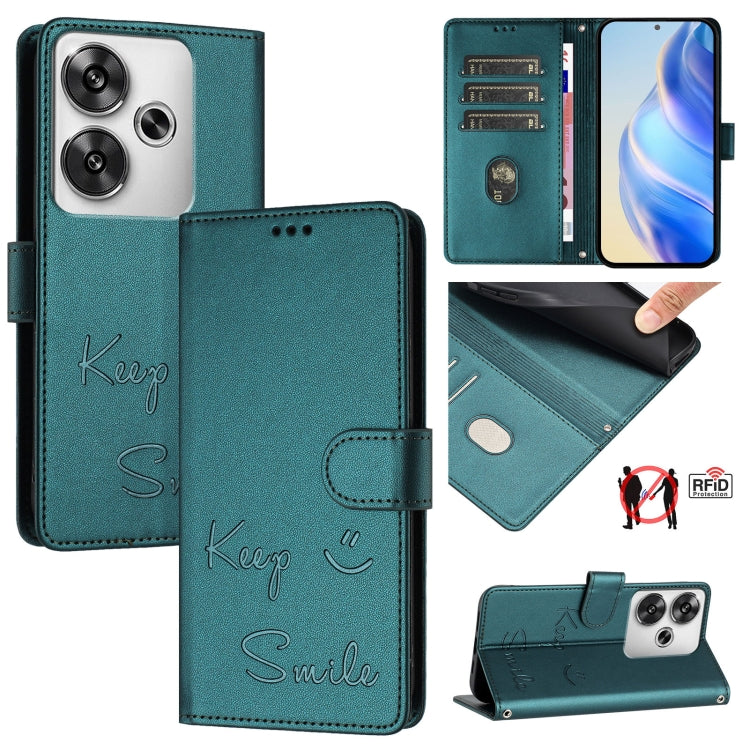 Smile Embossing RFID Leather Phone Case, For Xiaomi Poco X7 Pro 5G / Redmi Turbo 4 5G, For Xiaomi Poco M7 Pro 5G, For Xiaomi 14T Pro, For Xiaomi 14T, For Xiaomi Poco F6 5G, For Xiaomi Poco C61, For Xiaomi Poco M6 Pro 4G, For Xiaomi Poco X6 Neo
