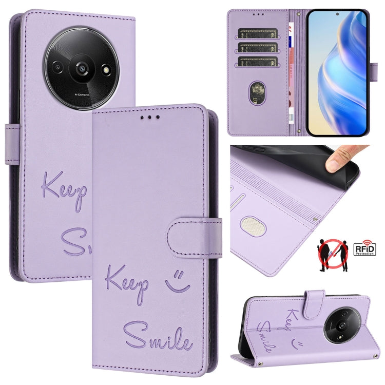 Smile Embossing RFID Leather Phone Case, For Xiaomi Poco X7 Pro 5G / Redmi Turbo 4 5G, For Xiaomi Poco M7 Pro 5G, For Xiaomi 14T Pro, For Xiaomi 14T, For Xiaomi Poco F6 5G, For Xiaomi Poco C61, For Xiaomi Poco M6 Pro 4G, For Xiaomi Poco X6 Neo