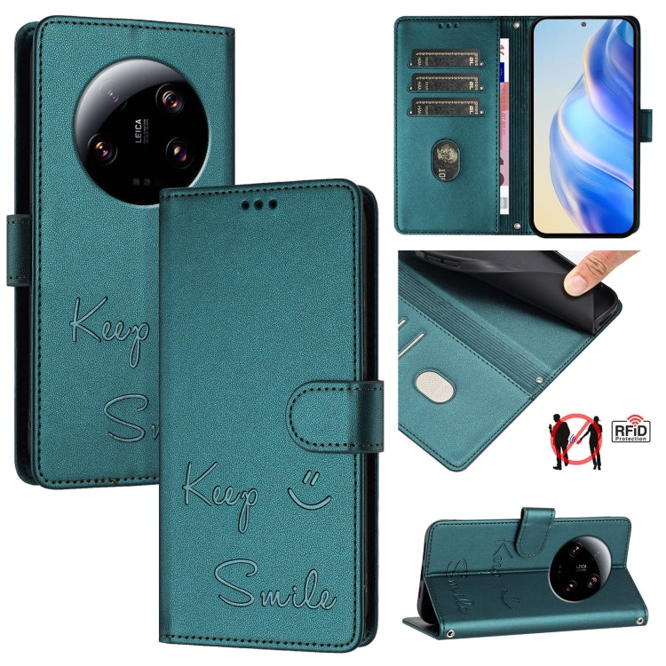 Smile Embossing RFID Leather Phone Case, For Xiaomi Poco F5, For Xiaomi Poco F5 Pro, For Xiaomi Poco C51 / C50, For Xiaomi 13 Ultra, For Xiaomi Civi 3, For Xiaomi 13 Lite / Civi 2, For Xiaomi 13 Pro, For Xiaomi 13