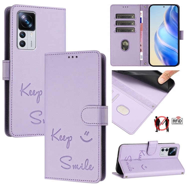 Smile Embossing RFID Leather Phone Case, For Xiaomi 12T / 12T Pro, For Xiaomi Poco M4 5G / Poco M5 4G, For Xiaomi Poco M5s, For Xiaomi 12S Ultra, For Xiaomi 12 Pro / 12S Pro, For Xiaomi 12 / 12X / 12S, For Xiaomi Poco X4 NFC, For Xiaomi 12 Lite