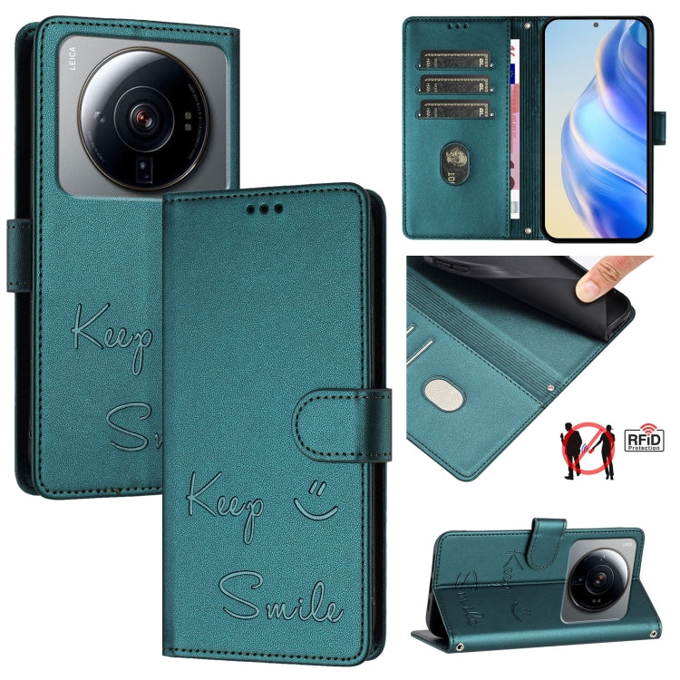 Smile Embossing RFID Leather Phone Case, For Xiaomi 12T / 12T Pro, For Xiaomi Poco M4 5G / Poco M5 4G, For Xiaomi Poco M5s, For Xiaomi 12S Ultra, For Xiaomi 12 Pro / 12S Pro, For Xiaomi 12 / 12X / 12S, For Xiaomi Poco X4 NFC, For Xiaomi 12 Lite