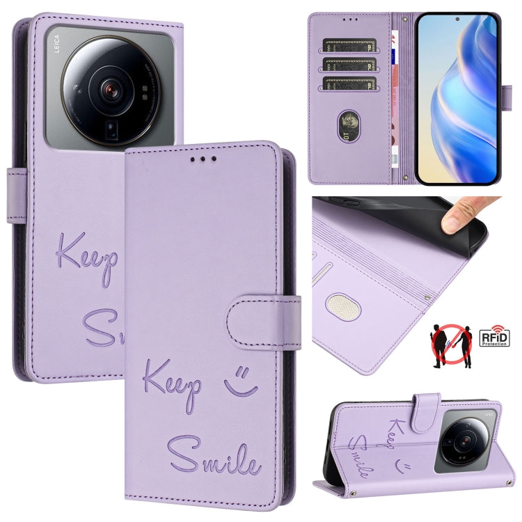 Smile Embossing RFID Leather Phone Case, For Xiaomi 12T / 12T Pro, For Xiaomi Poco M4 5G / Poco M5 4G, For Xiaomi Poco M5s, For Xiaomi 12S Ultra, For Xiaomi 12 Pro / 12S Pro, For Xiaomi 12 / 12X / 12S, For Xiaomi Poco X4 NFC, For Xiaomi 12 Lite