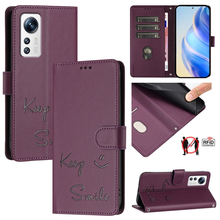 Smile Embossing RFID Leather Phone Case, For Xiaomi 12T / 12T Pro, For Xiaomi Poco M4 5G / Poco M5 4G, For Xiaomi Poco M5s, For Xiaomi 12S Ultra, For Xiaomi 12 Pro / 12S Pro, For Xiaomi 12 / 12X / 12S, For Xiaomi Poco X4 NFC, For Xiaomi 12 Lite