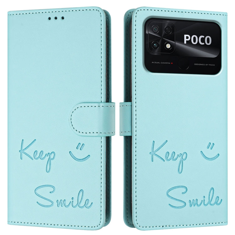 Smile Embossing RFID Leather Phone Case, For Xiaomi Poco C40, For Xiaomi Civi 1S, For Xiaomi Poco M4 Pro 5G, For Xiaomi Poco M4 Pro 4G, For Xiaomi Poco X4 Pro 5G, For Xiaomi 11 Lite 5G NE, For Xiaomi Mi 11 Lite 4G / 5G, For Xiaomi 11T / 11T Pro