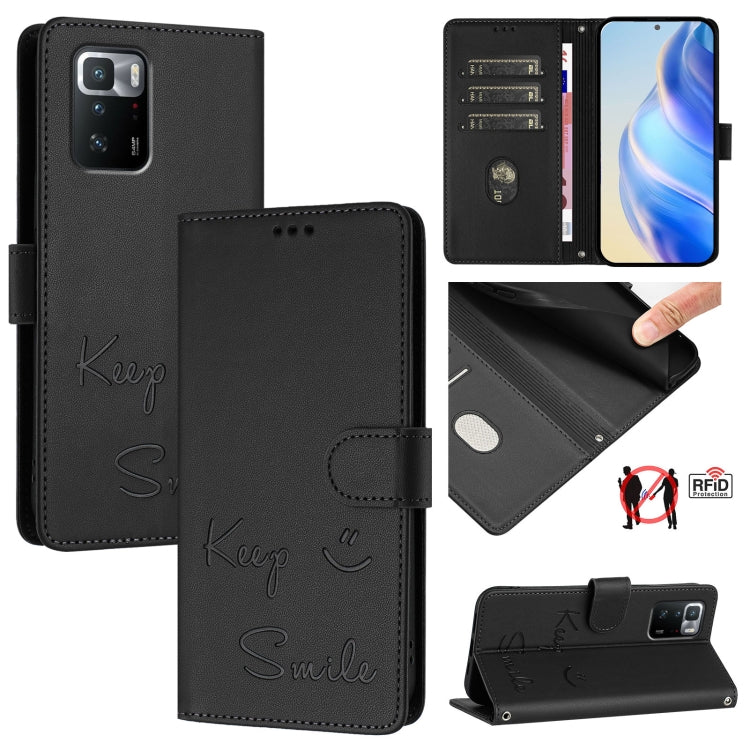 Smile Embossing RFID Leather Phone Case, For Xiaomi Poco M3 Pro, For Xiaomi Poco X3 GT, For Xiaomi Mi 11i / 11X / 11X Pro, For Xiaomi Poco F3, For Xiaomi Poco X3 / X3 NFC / X3 Pro, For Xiaomi Mi 11 Ultra, For Xiaomi Mi 11 Pro, For Xiaomi Mi 11