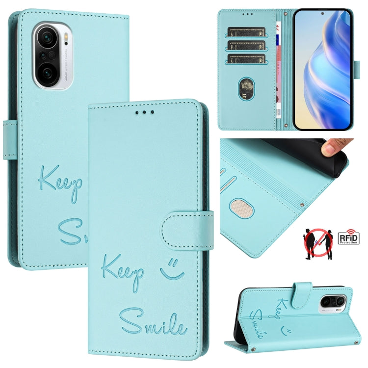 Smile Embossing RFID Leather Phone Case, For Xiaomi Poco M3 Pro, For Xiaomi Poco X3 GT, For Xiaomi Mi 11i / 11X / 11X Pro, For Xiaomi Poco F3, For Xiaomi Poco X3 / X3 NFC / X3 Pro, For Xiaomi Mi 11 Ultra, For Xiaomi Mi 11 Pro, For Xiaomi Mi 11