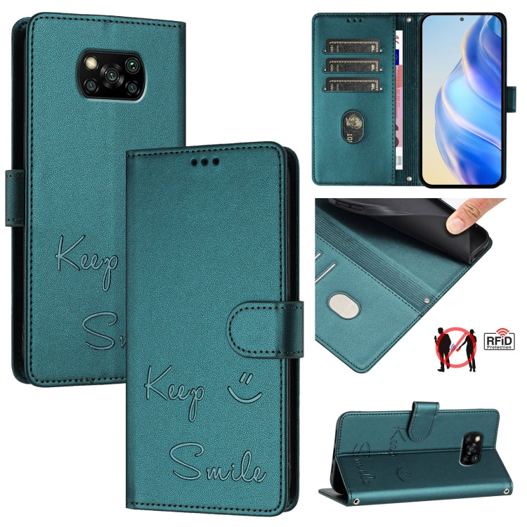 Smile Embossing RFID Leather Phone Case, For Xiaomi Poco M3 Pro, For Xiaomi Poco X3 GT, For Xiaomi Mi 11i / 11X / 11X Pro, For Xiaomi Poco F3, For Xiaomi Poco X3 / X3 NFC / X3 Pro, For Xiaomi Mi 11 Ultra, For Xiaomi Mi 11 Pro, For Xiaomi Mi 11