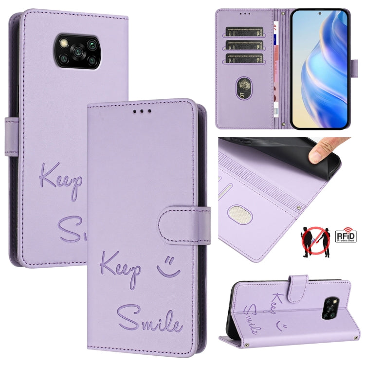 Smile Embossing RFID Leather Phone Case, For Xiaomi Poco M3 Pro, For Xiaomi Poco X3 GT, For Xiaomi Mi 11i / 11X / 11X Pro, For Xiaomi Poco F3, For Xiaomi Poco X3 / X3 NFC / X3 Pro, For Xiaomi Mi 11 Ultra, For Xiaomi Mi 11 Pro, For Xiaomi Mi 11