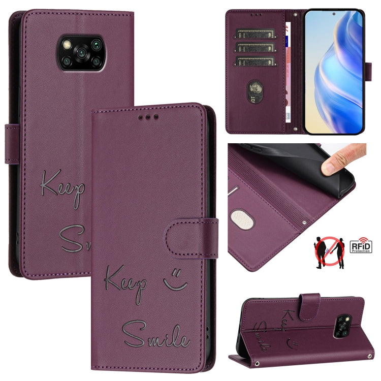 Smile Embossing RFID Leather Phone Case, For Xiaomi Poco M3 Pro, For Xiaomi Poco X3 GT, For Xiaomi Mi 11i / 11X / 11X Pro, For Xiaomi Poco F3, For Xiaomi Poco X3 / X3 NFC / X3 Pro, For Xiaomi Mi 11 Ultra, For Xiaomi Mi 11 Pro, For Xiaomi Mi 11