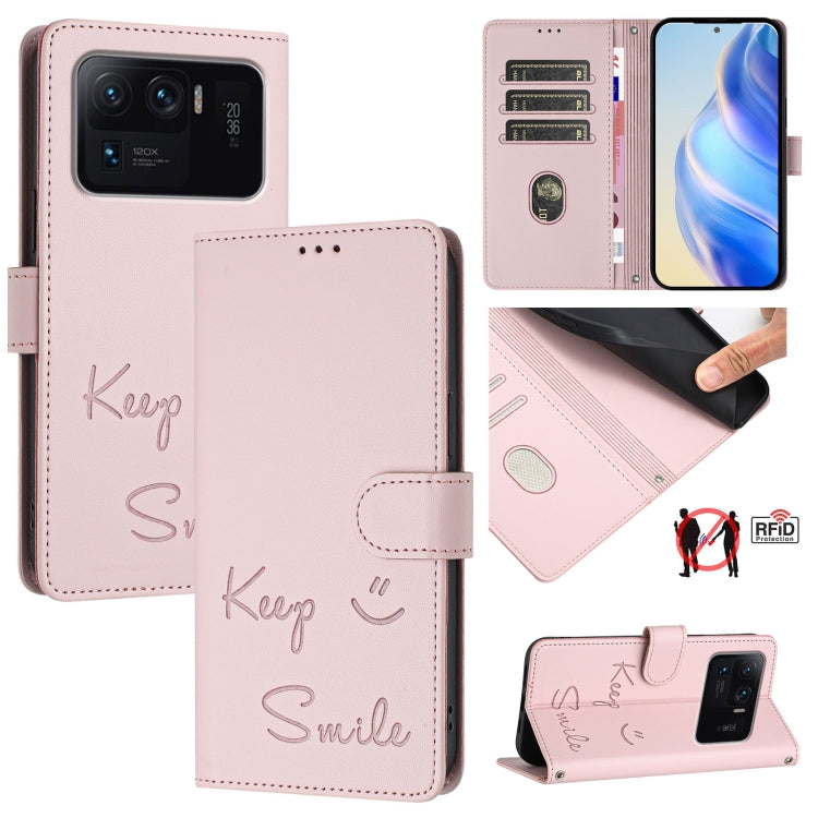 Smile Embossing RFID Leather Phone Case, For Xiaomi Poco M3 Pro, For Xiaomi Poco X3 GT, For Xiaomi Mi 11i / 11X / 11X Pro, For Xiaomi Poco F3, For Xiaomi Poco X3 / X3 NFC / X3 Pro, For Xiaomi Mi 11 Ultra, For Xiaomi Mi 11 Pro, For Xiaomi Mi 11
