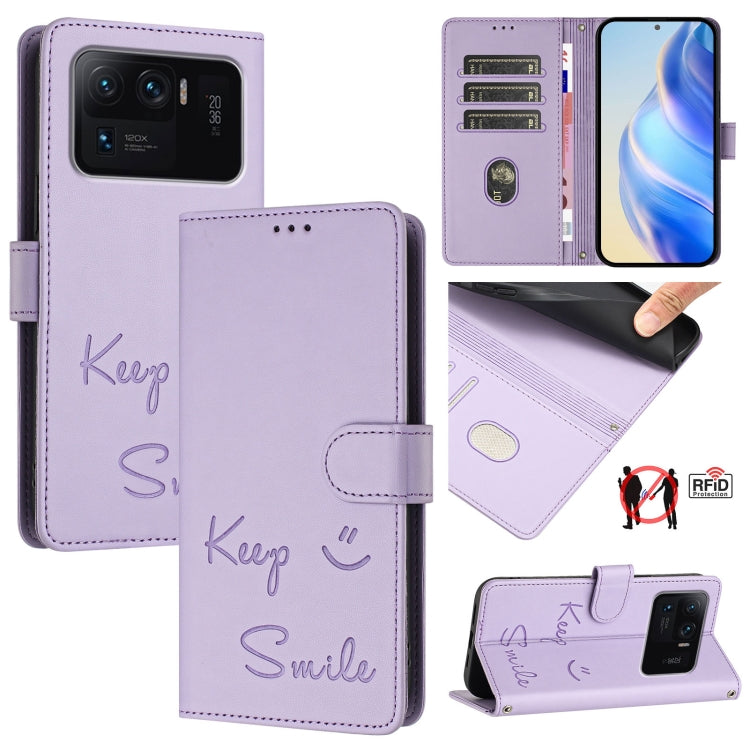 Smile Embossing RFID Leather Phone Case, For Xiaomi Poco M3 Pro, For Xiaomi Poco X3 GT, For Xiaomi Mi 11i / 11X / 11X Pro, For Xiaomi Poco F3, For Xiaomi Poco X3 / X3 NFC / X3 Pro, For Xiaomi Mi 11 Ultra, For Xiaomi Mi 11 Pro, For Xiaomi Mi 11