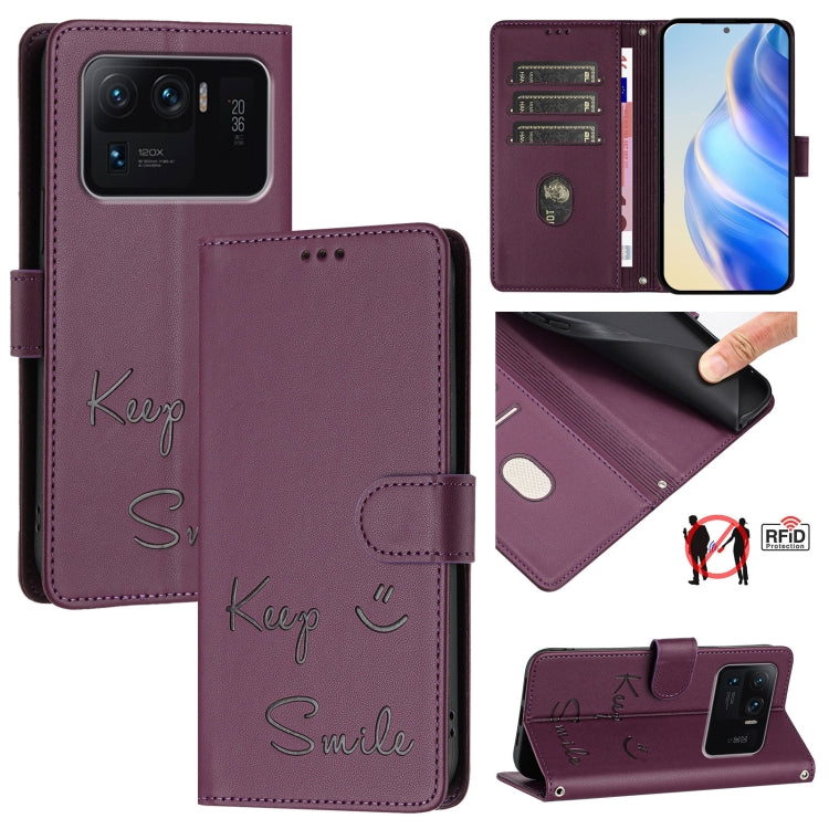 Smile Embossing RFID Leather Phone Case, For Xiaomi Poco M3 Pro, For Xiaomi Poco X3 GT, For Xiaomi Mi 11i / 11X / 11X Pro, For Xiaomi Poco F3, For Xiaomi Poco X3 / X3 NFC / X3 Pro, For Xiaomi Mi 11 Ultra, For Xiaomi Mi 11 Pro, For Xiaomi Mi 11