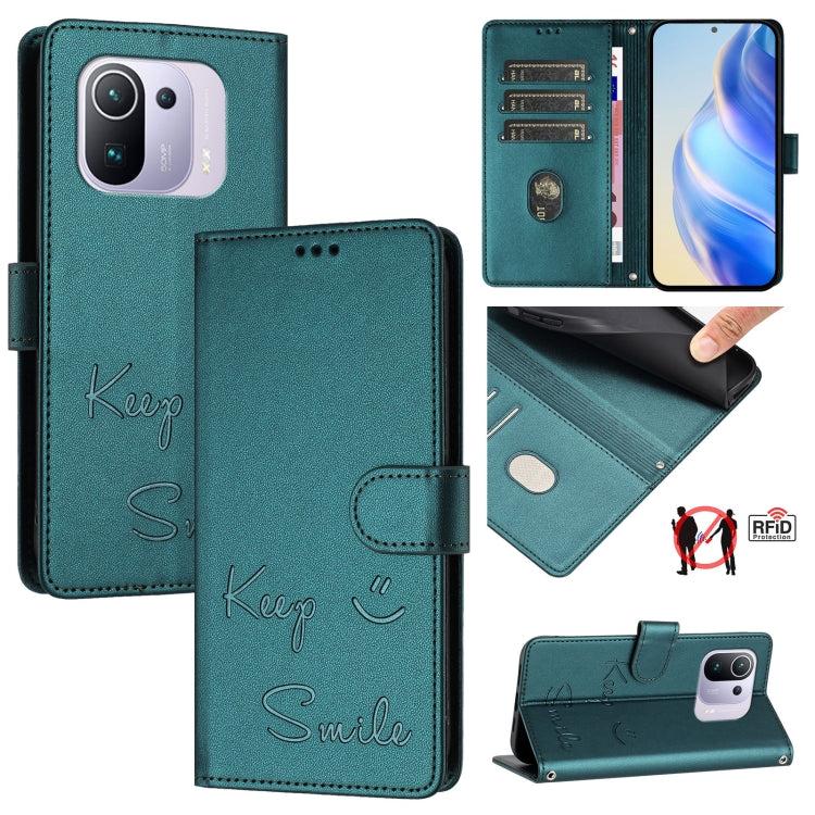 Smile Embossing RFID Leather Phone Case, For Xiaomi Poco M3 Pro, For Xiaomi Poco X3 GT, For Xiaomi Mi 11i / 11X / 11X Pro, For Xiaomi Poco F3, For Xiaomi Poco X3 / X3 NFC / X3 Pro, For Xiaomi Mi 11 Ultra, For Xiaomi Mi 11 Pro, For Xiaomi Mi 11
