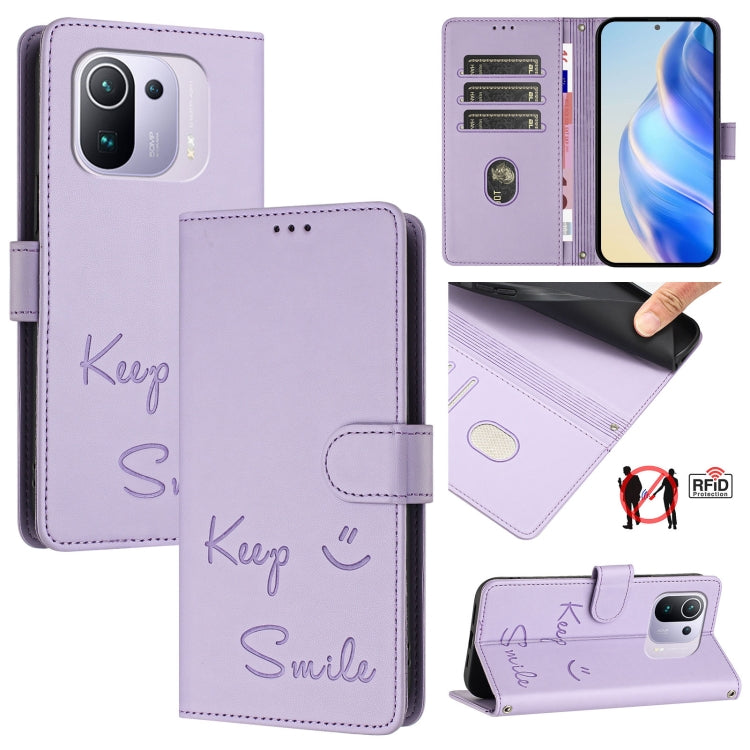 Smile Embossing RFID Leather Phone Case, For Xiaomi Poco M3 Pro, For Xiaomi Poco X3 GT, For Xiaomi Mi 11i / 11X / 11X Pro, For Xiaomi Poco F3, For Xiaomi Poco X3 / X3 NFC / X3 Pro, For Xiaomi Mi 11 Ultra, For Xiaomi Mi 11 Pro, For Xiaomi Mi 11