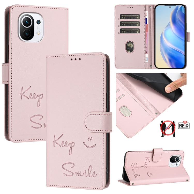 Smile Embossing RFID Leather Phone Case, For Xiaomi Poco M3 Pro, For Xiaomi Poco X3 GT, For Xiaomi Mi 11i / 11X / 11X Pro, For Xiaomi Poco F3, For Xiaomi Poco X3 / X3 NFC / X3 Pro, For Xiaomi Mi 11 Ultra, For Xiaomi Mi 11 Pro, For Xiaomi Mi 11