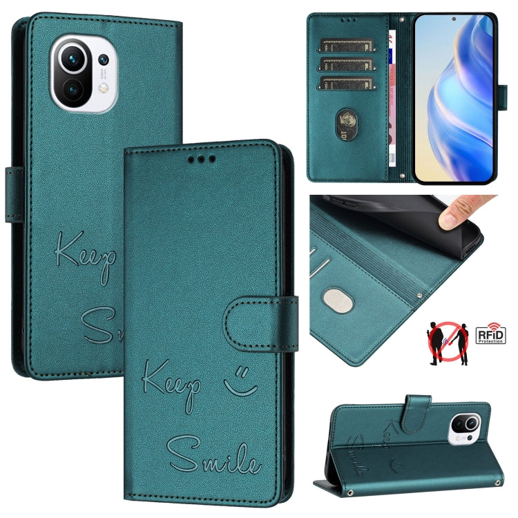 Smile Embossing RFID Leather Phone Case, For Xiaomi Poco M3 Pro, For Xiaomi Poco X3 GT, For Xiaomi Mi 11i / 11X / 11X Pro, For Xiaomi Poco F3, For Xiaomi Poco X3 / X3 NFC / X3 Pro, For Xiaomi Mi 11 Ultra, For Xiaomi Mi 11 Pro, For Xiaomi Mi 11