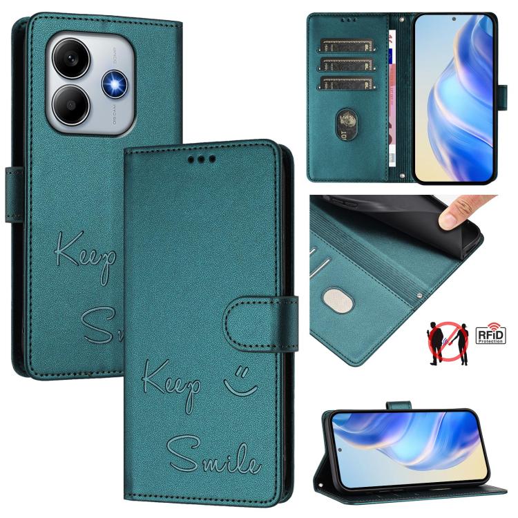Smile Embossing RFID Leather Phone Case, For Xiaomi Poco X7 Pro 5G / Redmi Turbo 4 5G, For Xiaomi Poco M7 Pro 5G, For Xiaomi 14T Pro, For Xiaomi 14T, For Xiaomi Poco F6 5G, For Xiaomi Poco C61, For Xiaomi Poco M6 Pro 4G, For Xiaomi Poco X6 Neo