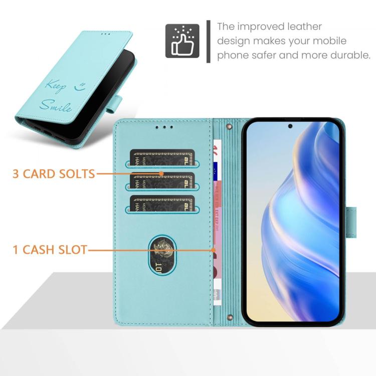 Smile Embossing RFID Leather Phone Case, For Xiaomi Poco X7 Pro 5G / Redmi Turbo 4 5G, For Xiaomi Poco M7 Pro 5G, For Xiaomi 14T Pro, For Xiaomi 14T, For Xiaomi Poco F6 5G, For Xiaomi Poco C61, For Xiaomi Poco M6 Pro 4G, For Xiaomi Poco X6 Neo